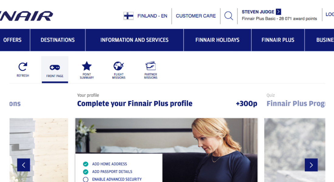 Finnair - GameLayer implementation screenshot