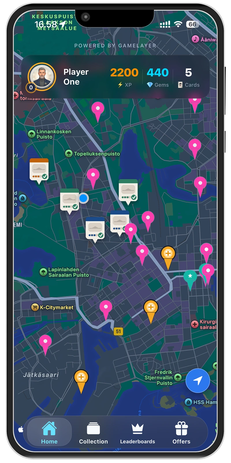 ROAM Helsinki — collectible card unlock at a location